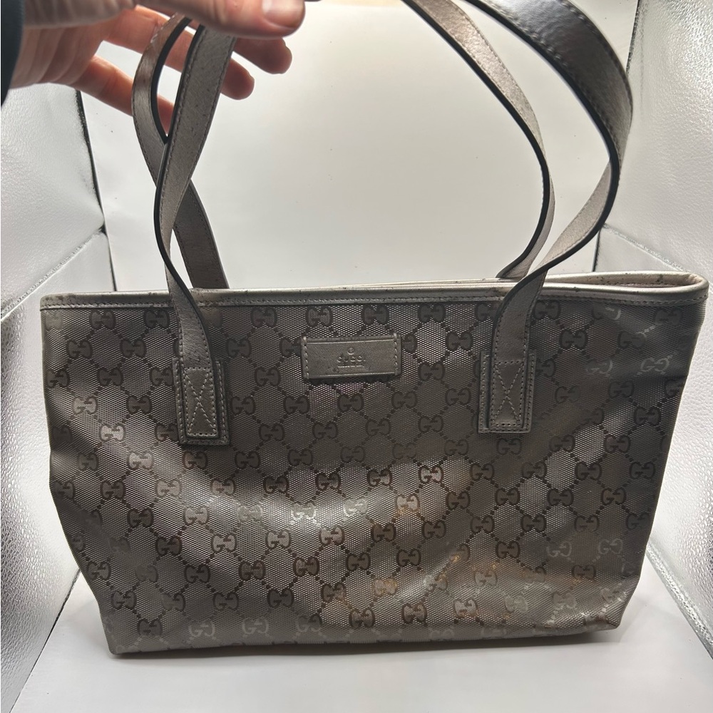 Authentic Metallic Gucci Imprime Tote